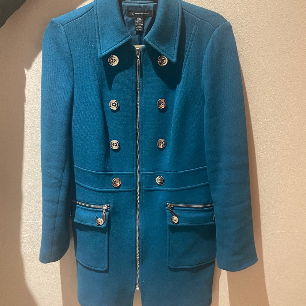 International concepts blue wool coat